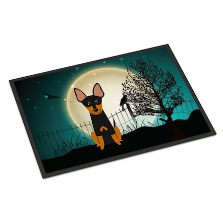 Carolines Treasures Halloween Scary English Toy Terrier Indoor or Outdoor Mat, 24 x 0.25 x 36 in. BB2299JMAT